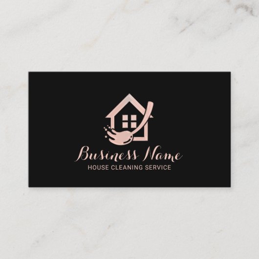 ハウスクリーニングモダンブラックバラ金ゴールドメイドサービス 名刺 (正面)