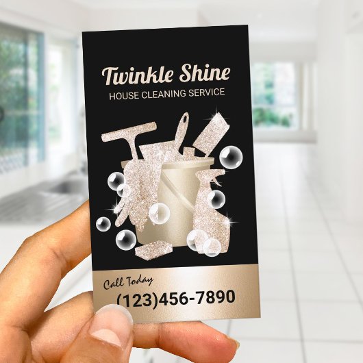 ハウスクリーニングモダン金ゴールドハウスキーピングサービス 名刺