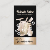 ハウスクリーニングモダン金ゴールドハウスキーピングサービス 名刺 (正面)