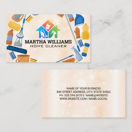ハウスクリーニングロゴ | クリーナー装置 名刺 (正面/裏面)