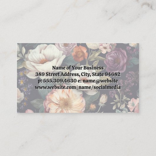 ハウスクリーニングロゴ |フローラ背景 名刺 (裏面)