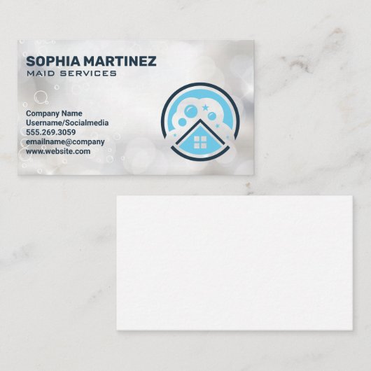 ハウスクリーニングロゴ 名刺 (正面/裏面)