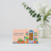 ハウスクリーニング可愛いフロントドアカスタムQRコード 名刺 (スタンド正面)