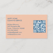 ハウスクリーニング可愛いフロントドアカスタムQRコード 名刺 (裏面)