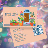 ハウスクリーニング可愛いフロントドアカスタムQRコード 名刺