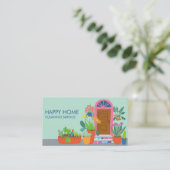 ハウスクリーニング可愛いフロントドアカスタムQRコード 名刺 (スタンド正面)