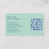 ハウスクリーニング可愛いフロントドアカスタムQRコード 名刺 (裏面)