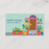 ハウスクリーニング可愛いフロントドアカスタムQRコード 名刺 (正面)