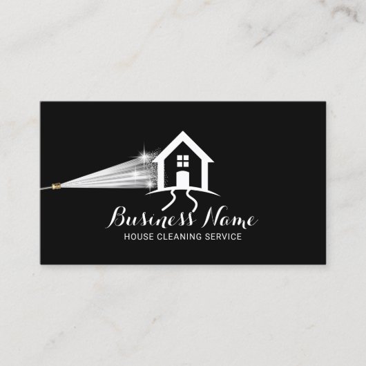 ハウスクリーニング圧力洗浄ハウスロゴブラック 名刺 (正面)
