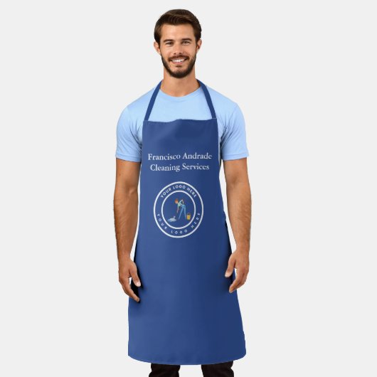 ハウスクリーニング業者 | ロゴ入クリーニングサービス エプロン (着用した状態)