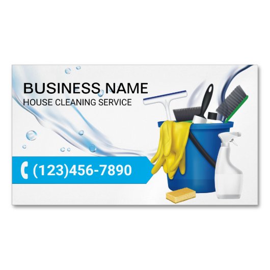 ハウスクリーニング清掃サービス水流 マグネット名刺 (正面)