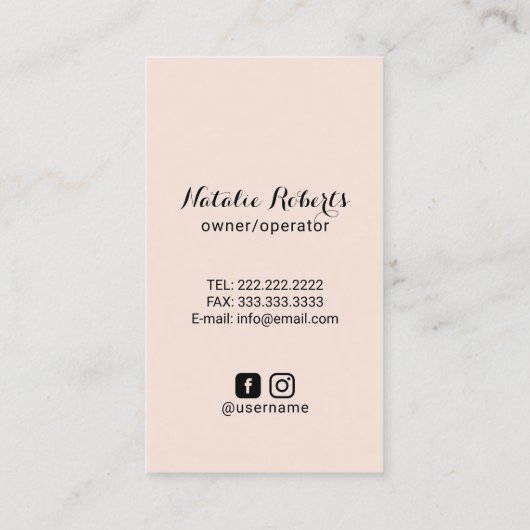 ハウスクリーニング赤面ピンクハウスキーピングメイド 名刺 (裏面)