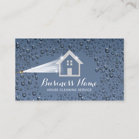 ハウスクリーニング電力洗浄ほこりっぽいブルークリーニング 名刺 (正面)