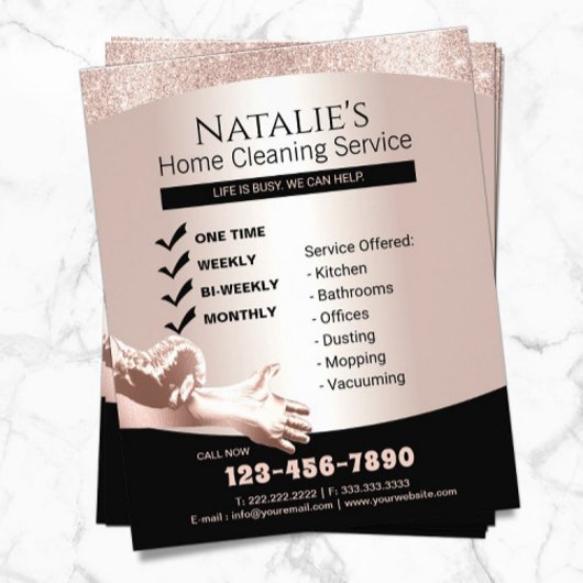 ハウスクリーニング メイドサービス モダン ローズゴールド チラシ