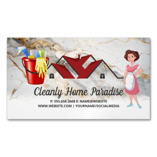 ハウスクリーニング | 守衛室 | ホテルワーカー マグネット名刺 (正面)