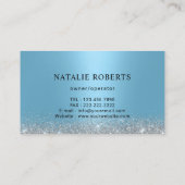 ハウスクリーモダンニングライトブルーハウス&モップロゴ 名刺 (裏面)