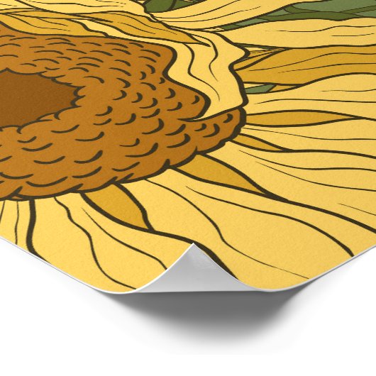 ハウスサンフラワーズフィールドヴィンテージイラストレーション ポスター (角)