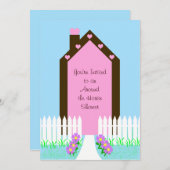 ハウスザのまわりにハウスブライダルシャワー招待 招待状 (正面/裏面)