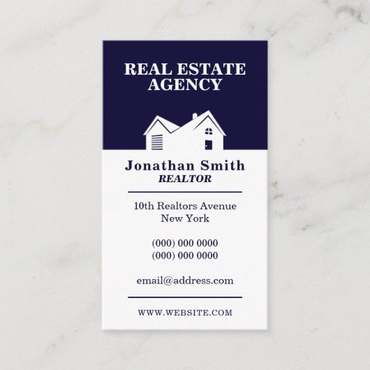 ハウスシェイプデュオトーンネイビーホワイト 名刺 (正面)