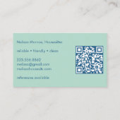 ハウスシッターかわいいフロントドアカスタムQRコード 名刺 (裏面)