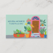 ハウスシッターかわいいフロントドアカスタムQRコード 名刺 (正面)