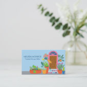 ハウスシッターかわいいフロントドアカスタムQRコード 名刺 (スタンド正面)