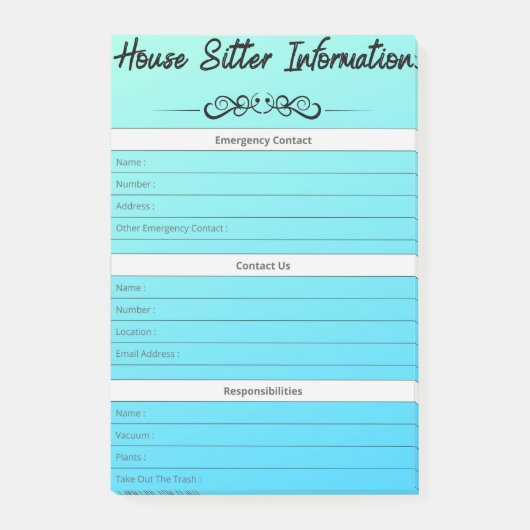 ハウスシッター情報 緊急連絡先＆やることマグ ポストイット (正面)