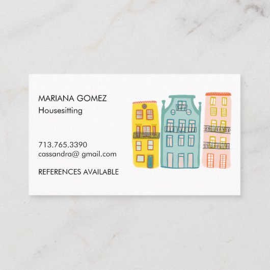 ハウスシッティングペットシッティングハウスキュートユニーク 名刺 (裏面)