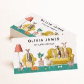 ハウスシーン犬の歩くと動物の犬が座っている 名刺