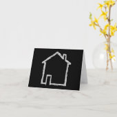 ハウススケッチ。グレーとブラック。 カード (黄色い花)