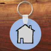 ハウススケッチ。黒と青 キーホルダー (正面)