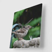 ハウススパローが一杯飲む。 スクエア壁時計 (傾斜)