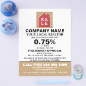 ハウスセールロゴ、不動産仲介業者、不動産代理広告業者 チラシ (シングル)