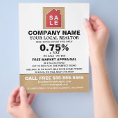 ハウスセールロゴ、不動産仲介業者、不動産代理広告業者 チラシ (手)