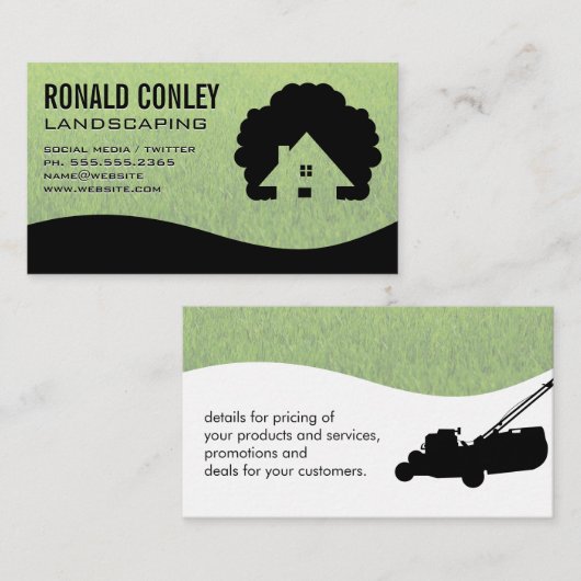 ハウスツリーロゴ | 草の背景 名刺 (正面/裏面)