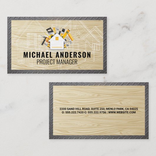 ハウスツールロゴ | 青写真の木鋼 名刺 (正面/裏面)