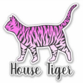 ハウスティガーおもしろいピンクキャットレディ シール (正面)