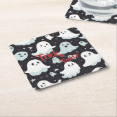 ハウストリッ幽霊のよく出るクトリートハロウィーン スクエアペーパーコースター (アングル)