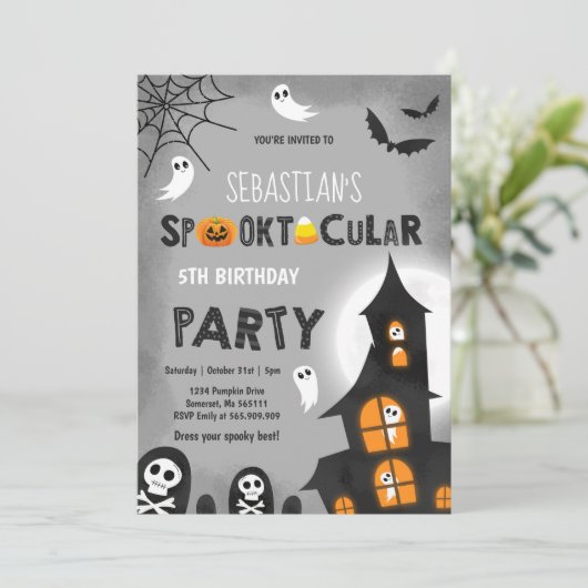 ハウスハロウ幽霊のよく出るィーン誕生日パーティーの招待 招待状 (スタンド正面)