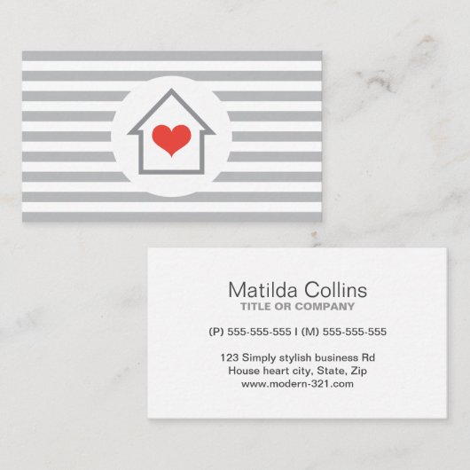 ハウスハート実在不動産業者インテリア装飾者 名刺 (正面/裏面)