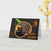 ハウスハ幽霊のよく出るロウィーンカスタムグリーティングカード カード (黄色い花)