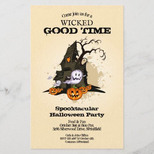 ハウスバジェット幽霊のよく出るハロウィーン招待状 (正面)