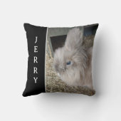 ハウスバニーブラックカスタム写真と名前スローピル クッション (裏面)