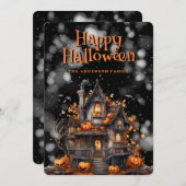 ハウスパンプキ幽霊のよく出るンスこうもりハッピーハローウィンカード シーズンカード (正面/裏面)