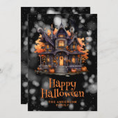 ハウスパンプキ幽霊のよく出るンスこうもりハロウィンカード シーズンカード (正面/裏面)