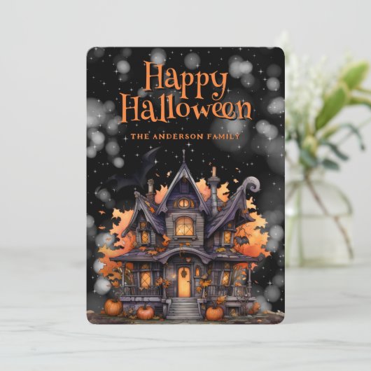 ハウスパンプキ幽霊のよく出るンスハッピーハローウィンカード シーズンカード (スタンド正面)