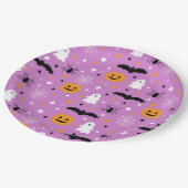 ハウスパーティーハロウィーン |紫 |幽霊 |カボチャ ペーパープレート (アングル)