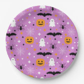 ハウスパーティーハロウィーン |紫 |幽霊 |カボチャ ペーパープレート (正面)