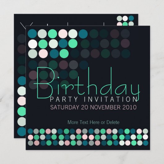 ハウスパーティーライトスタイリッシュ誕生日招待状 招待状 (正面/裏面)