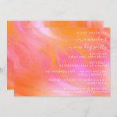 ハウスパーティー パステルピンクの抽象的なデザイン 招待状 (正面/裏面)